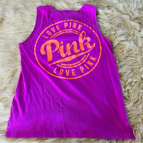 VS PINK neon logo tank top pocket tee - Picture 2 of 7